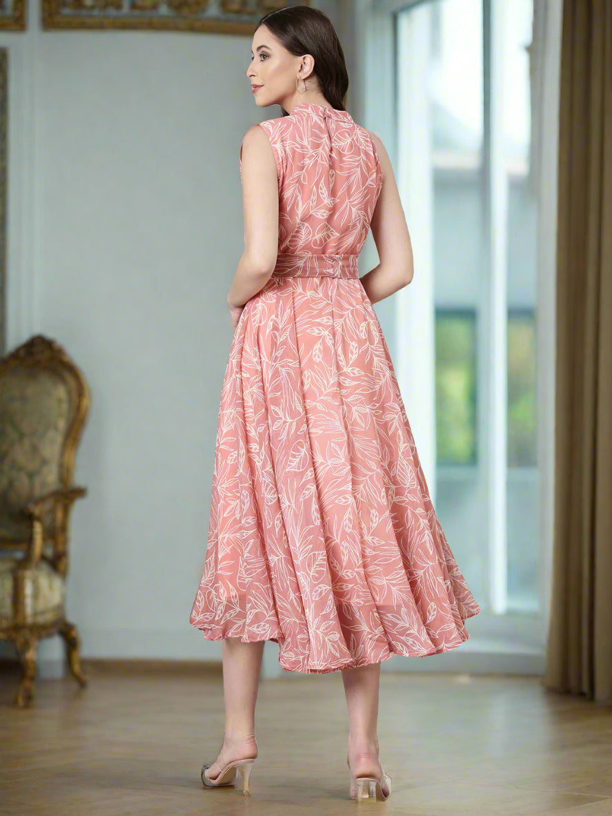 Maxi Dress – Pink Floral Print Halter Neck | Souchii