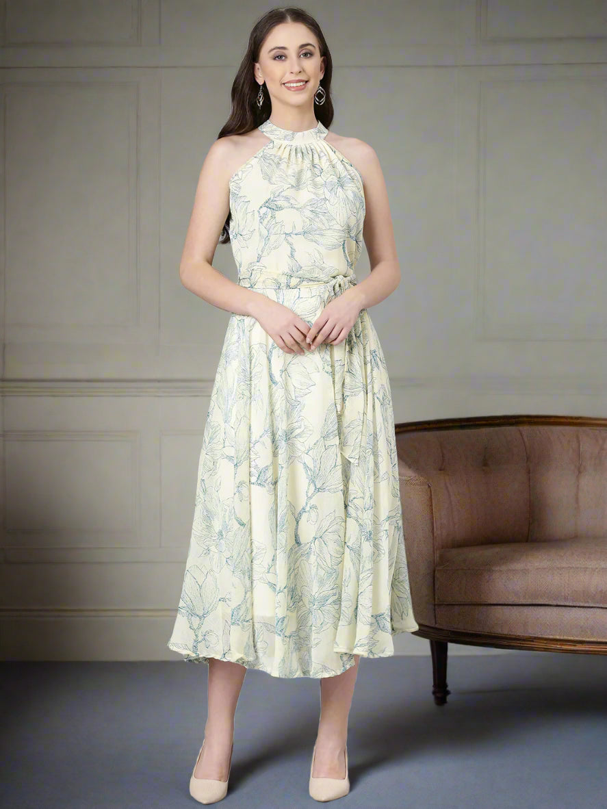 Maxi Dress – Cream Floral Layered | Souchii