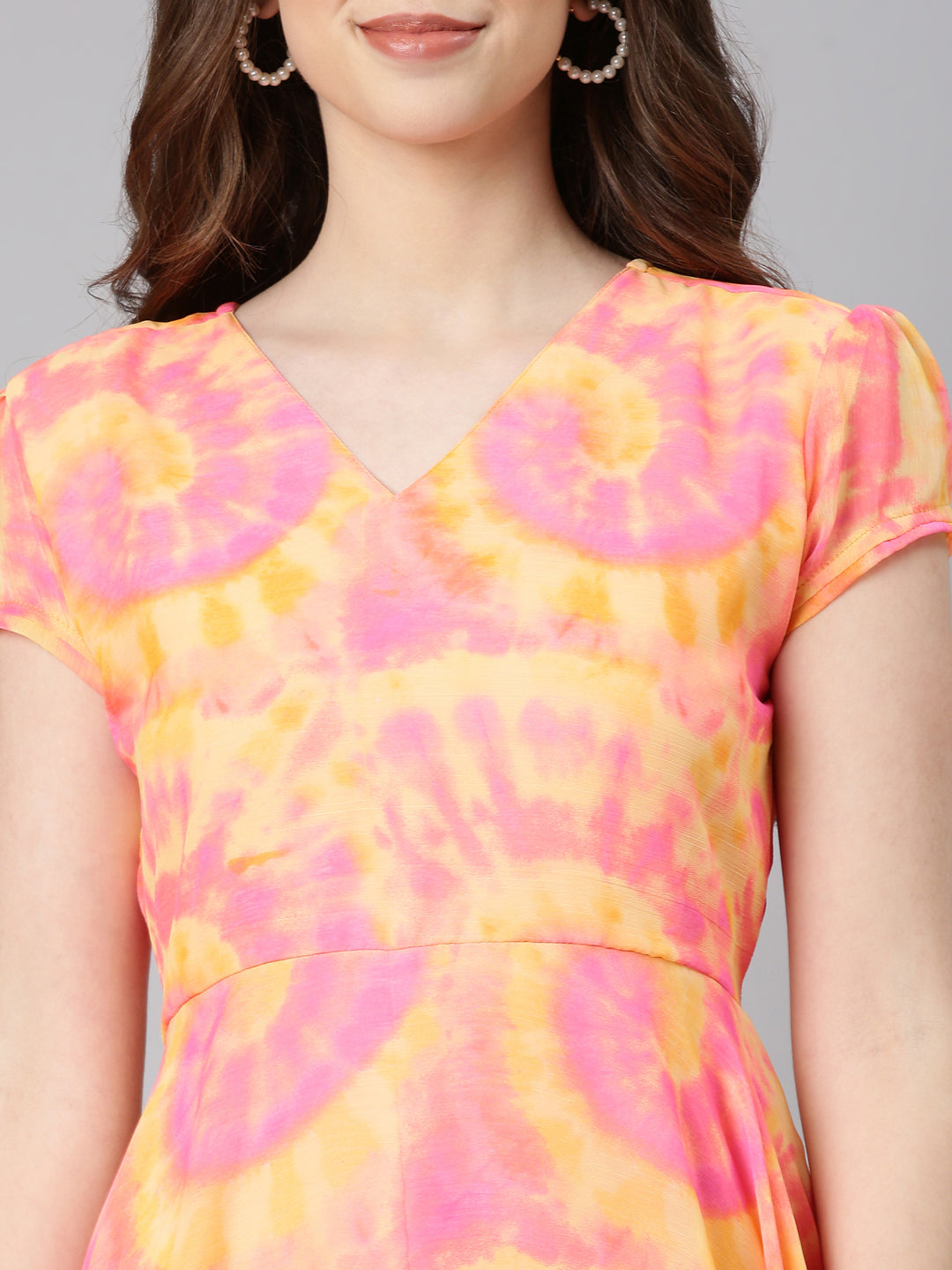 Fit & Flare Dress – Pink & Yellow Tie-Dye | Souchii