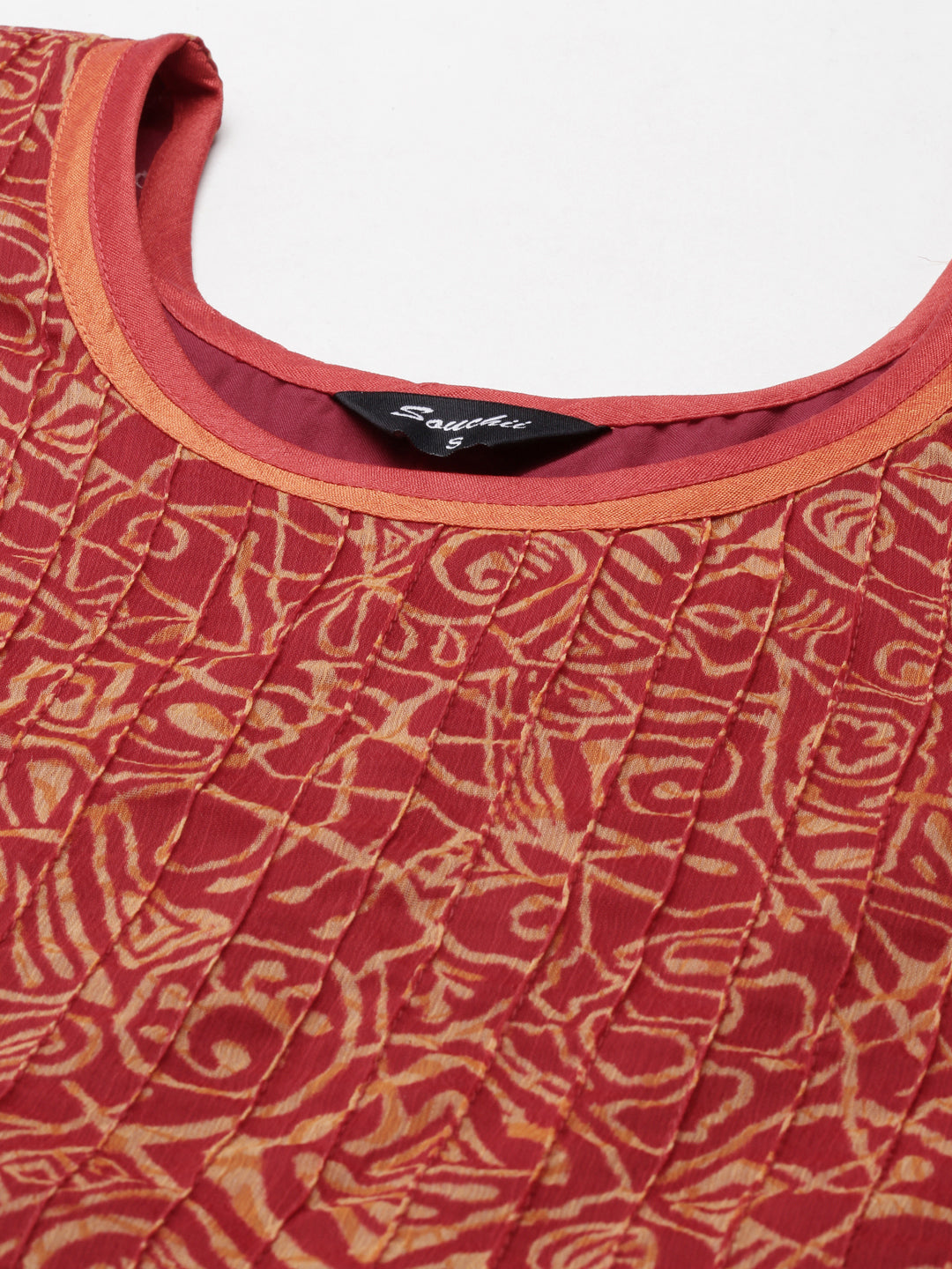 Fit & Flare Dress – Red Abstract Printed | Souchii