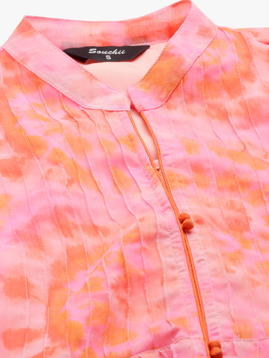 Ethnic Dress – Bright Pink Abstract Print Princess Line A-line | Souchii