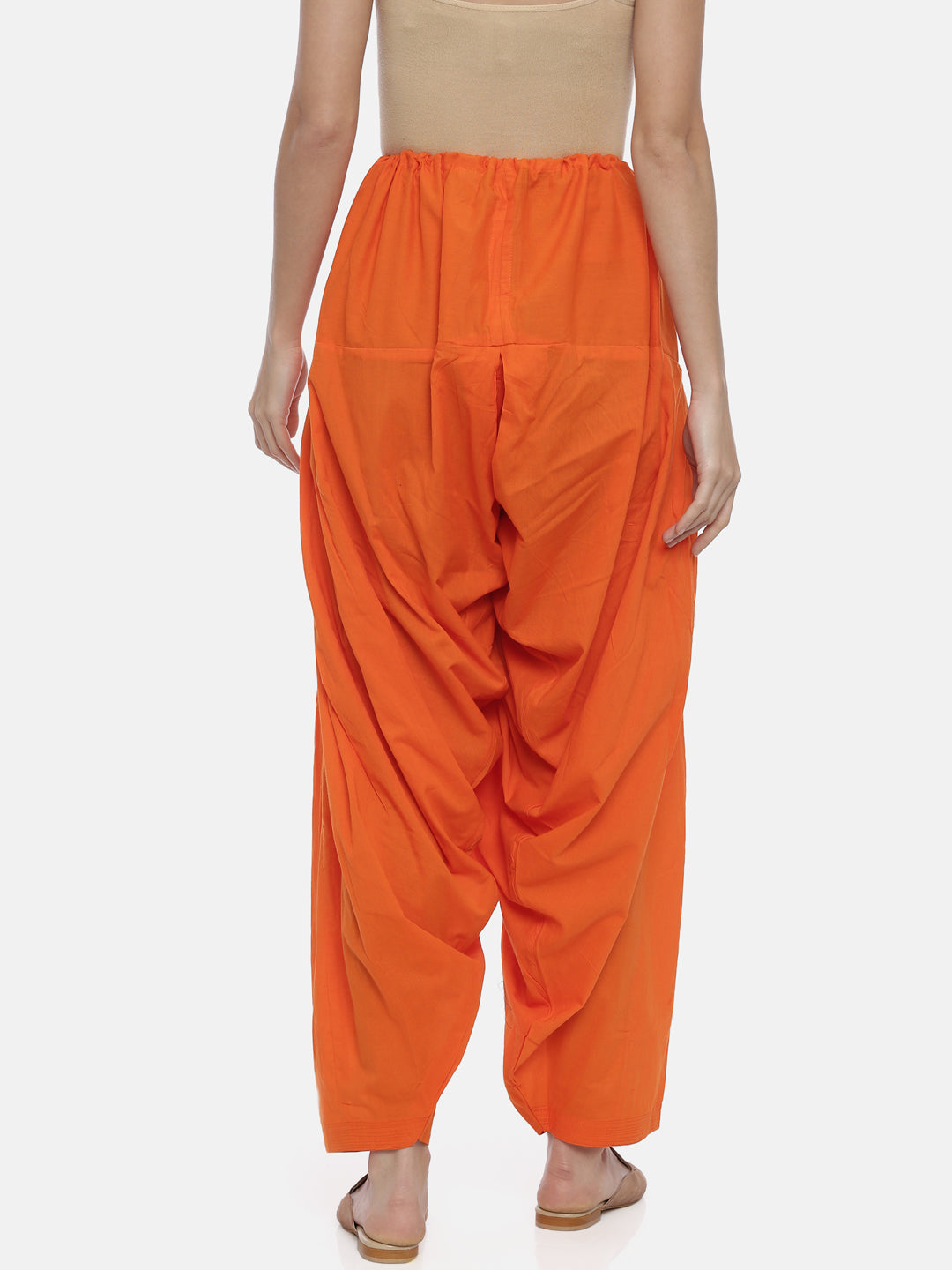 Orange Cotton High-Rise Patiala Pants