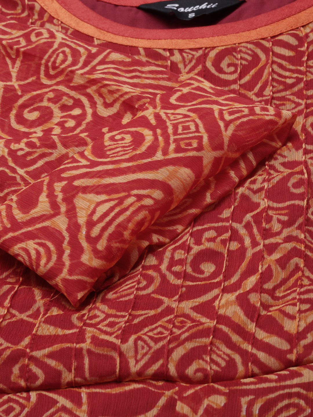Fit & Flare Dress – Red Abstract Printed | Souchii