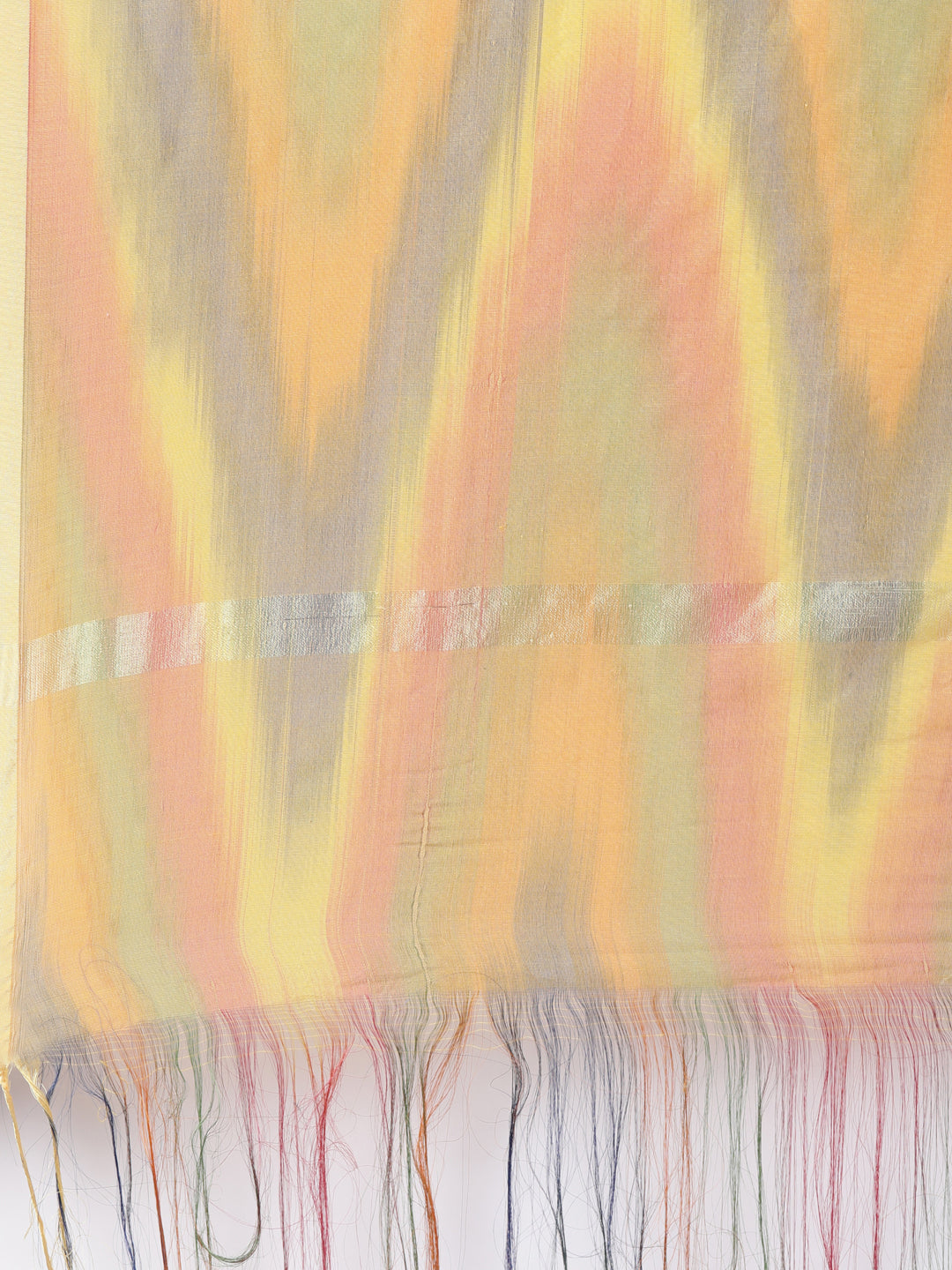 Geometric Ikat Woven Dupatta with Zari & Tasselled Border | Souchii