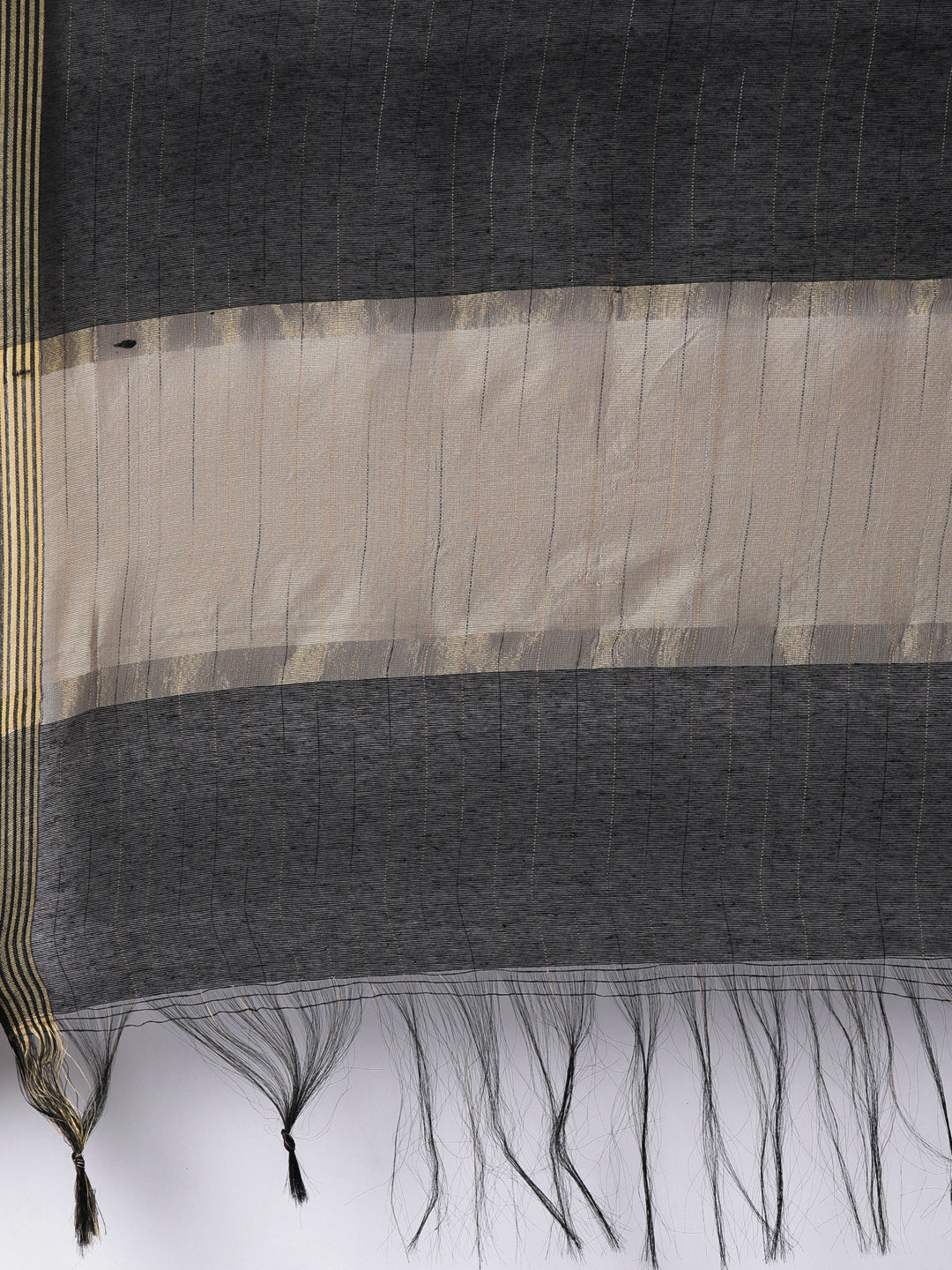 Grey and Black Silk Blend Duppatta | Souchii