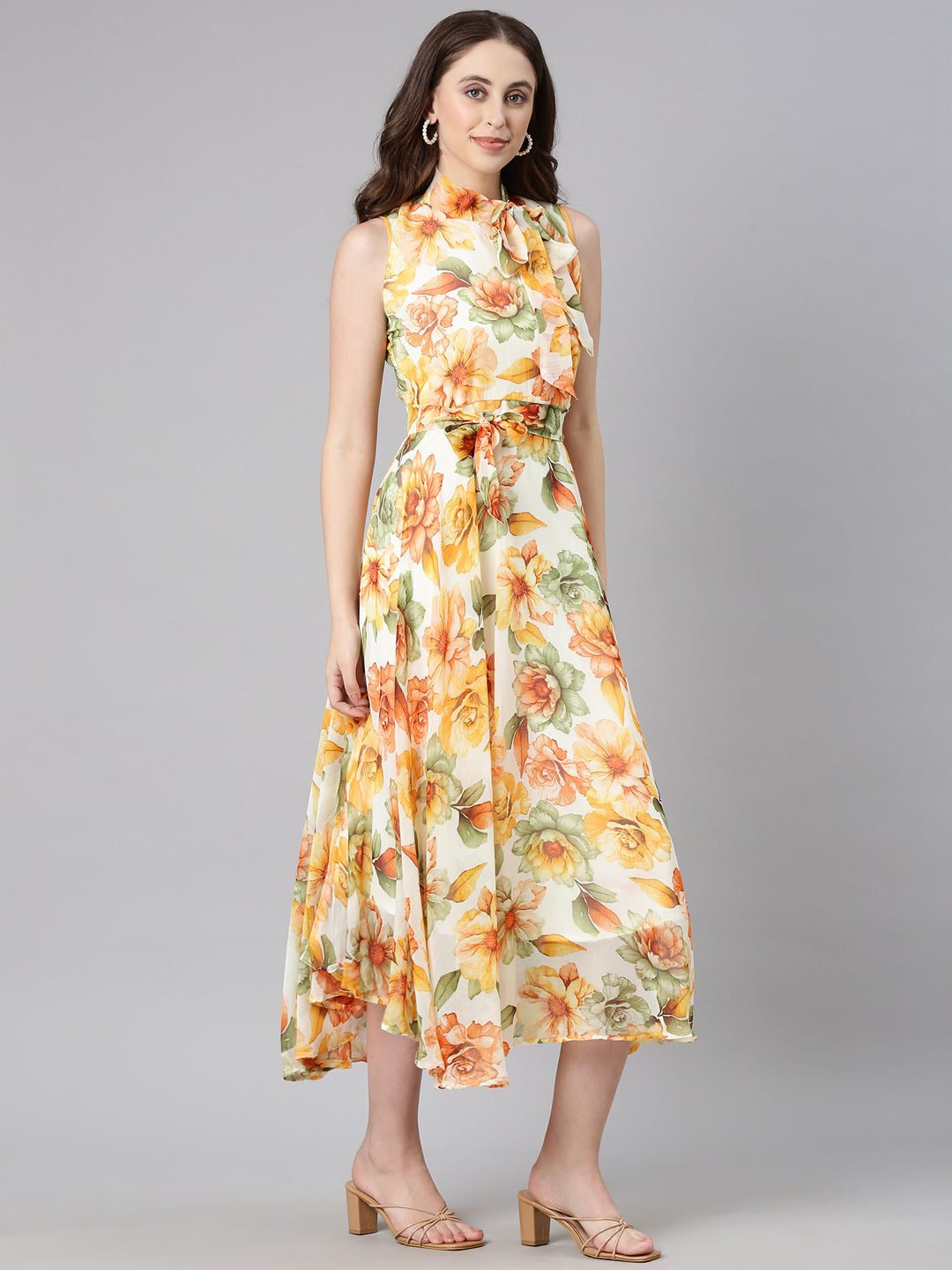 Fit & Flare Dress – Floral Elegance Sleeveless | Souchii