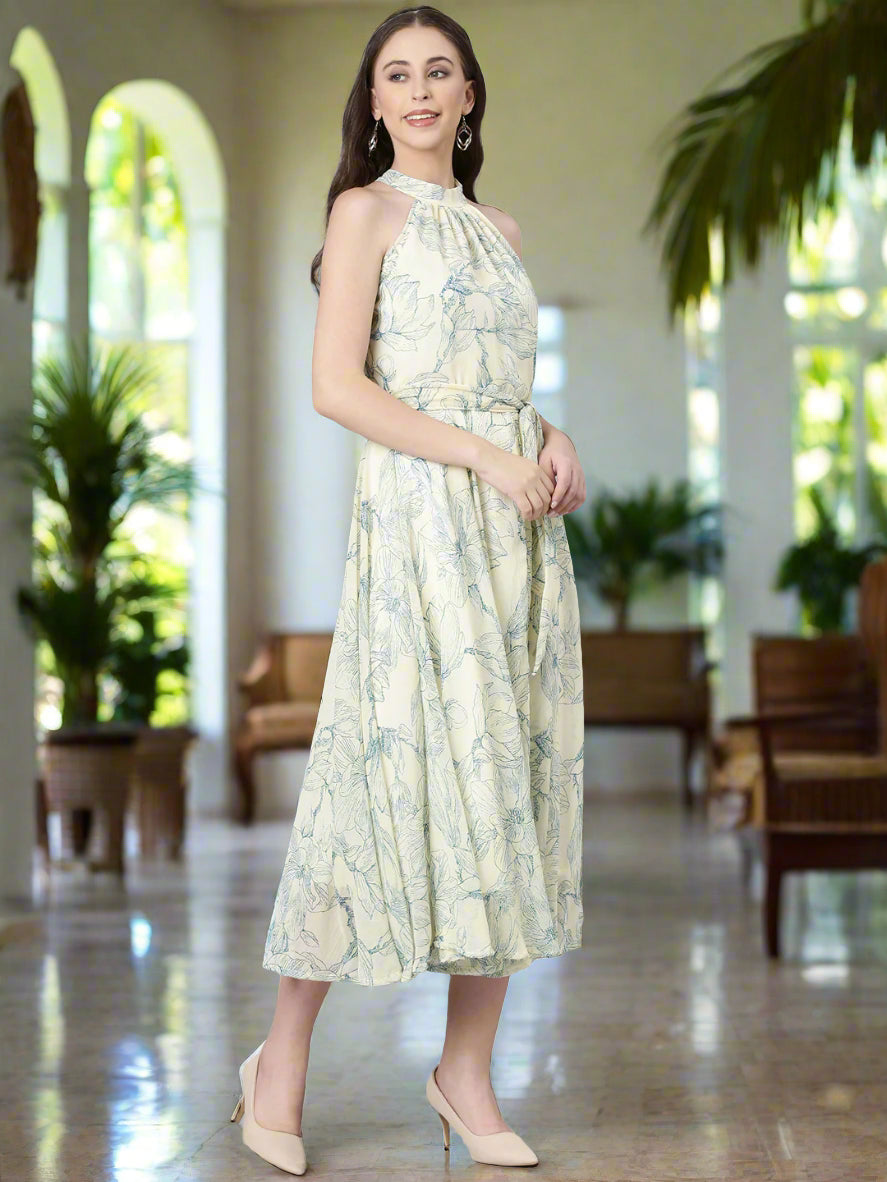 Maxi Dress – Cream Floral Layered | Souchii