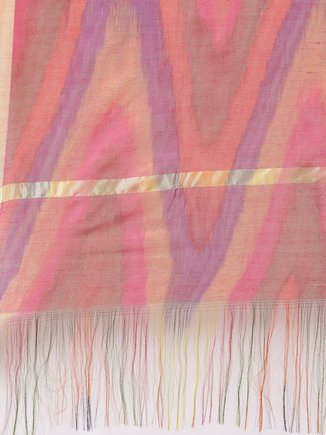 Pink Ikkat Print Raw Silk Duppatta | Souchii