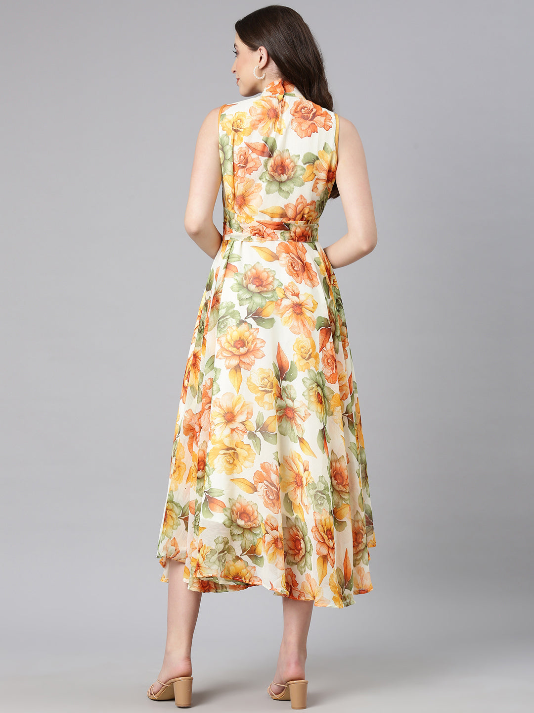 Fit & Flare Dress – Floral Elegance Sleeveless | Souchii