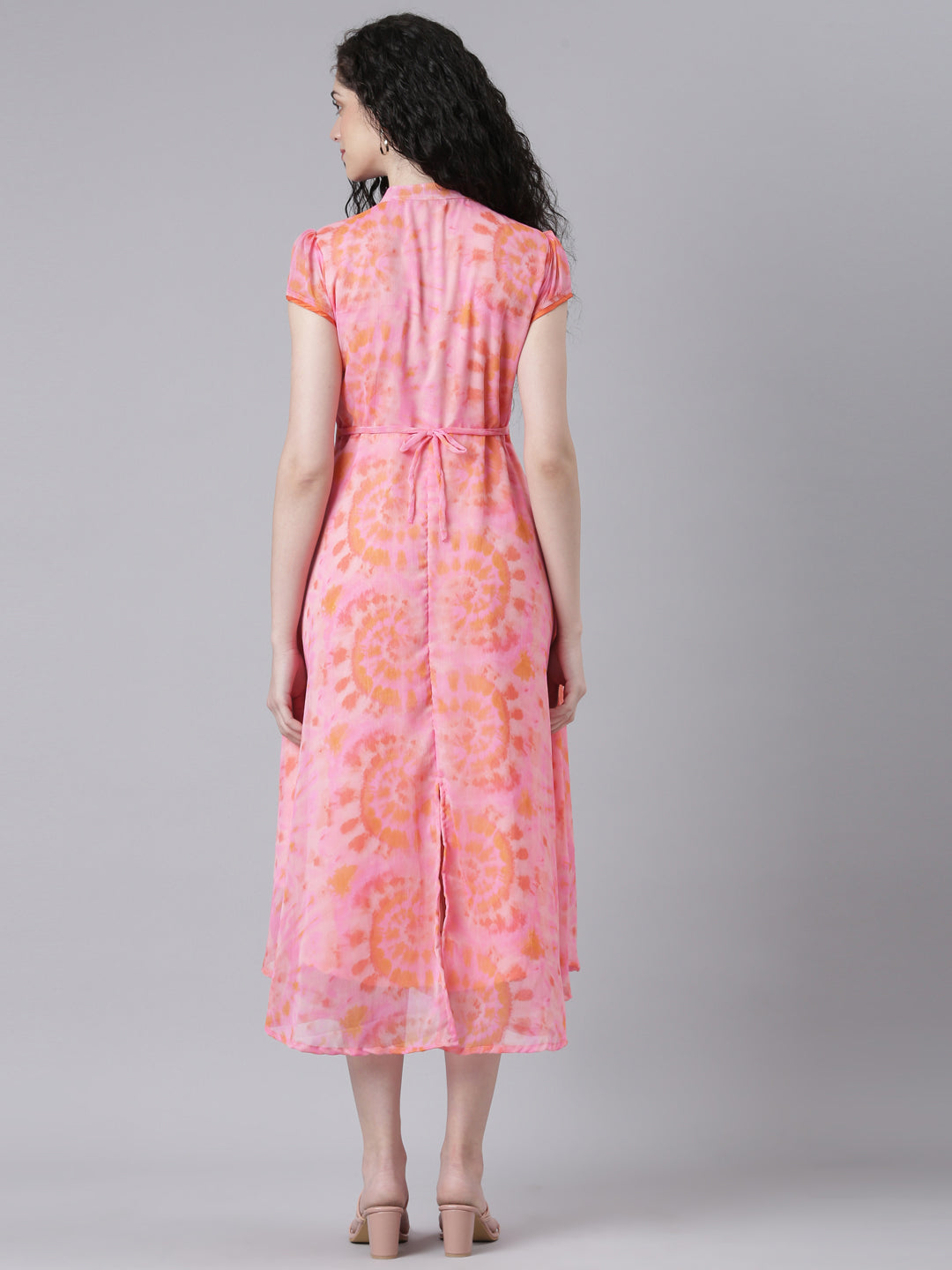 Ethnic Dress – Bright Pink Abstract Print Princess Line A-line | Souchii