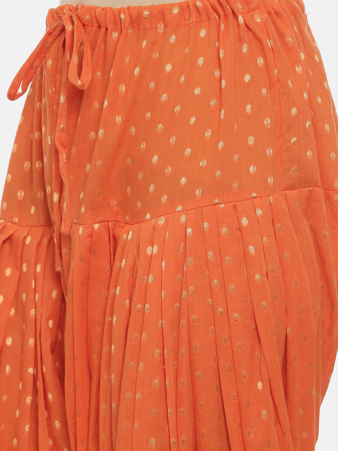 Orange Woven Design Cotton Patiala | Souchii