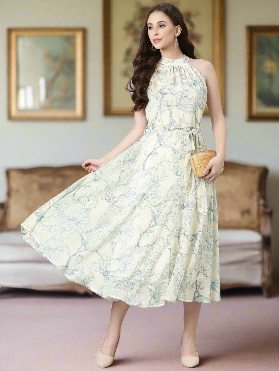 Maxi Dress – Cream Floral Layered | Souchii