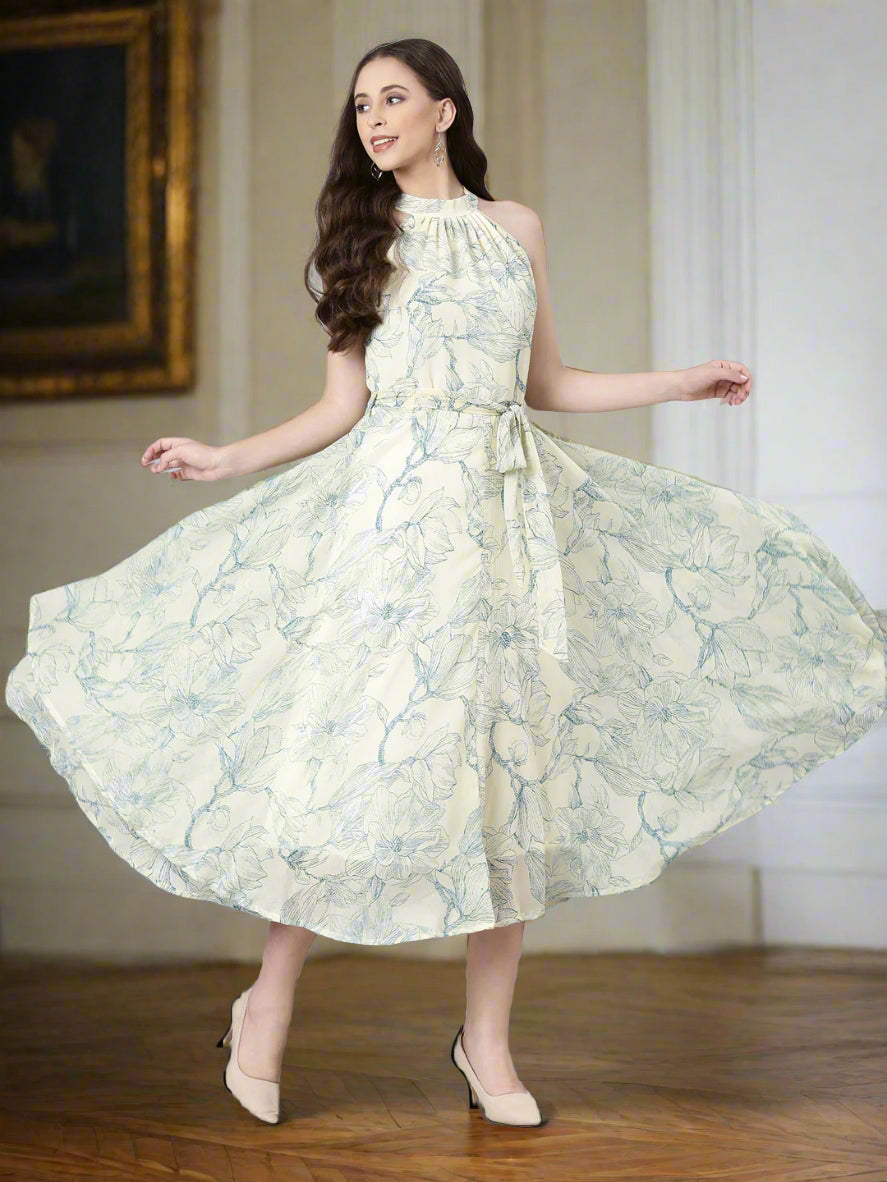 Maxi Dress – Cream Floral Layered | Souchii