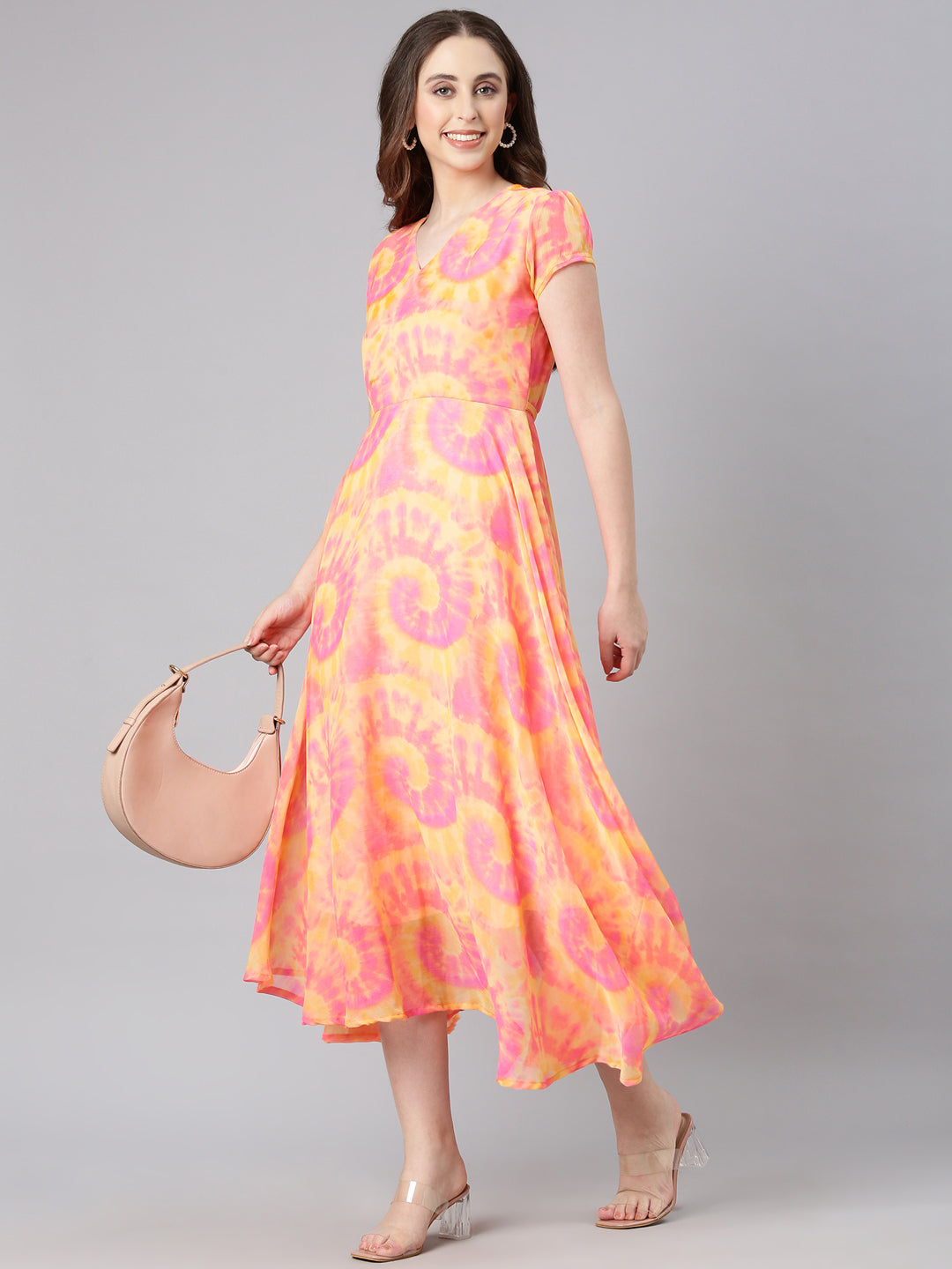 Fit & Flare Dress – Pink & Yellow Tie-Dye | Souchii
