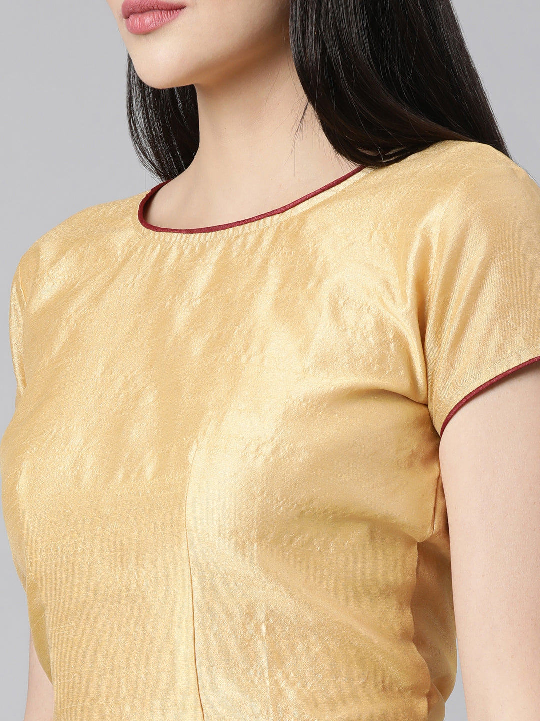 Beige Dupion Silk Knot Blouse | Souchii