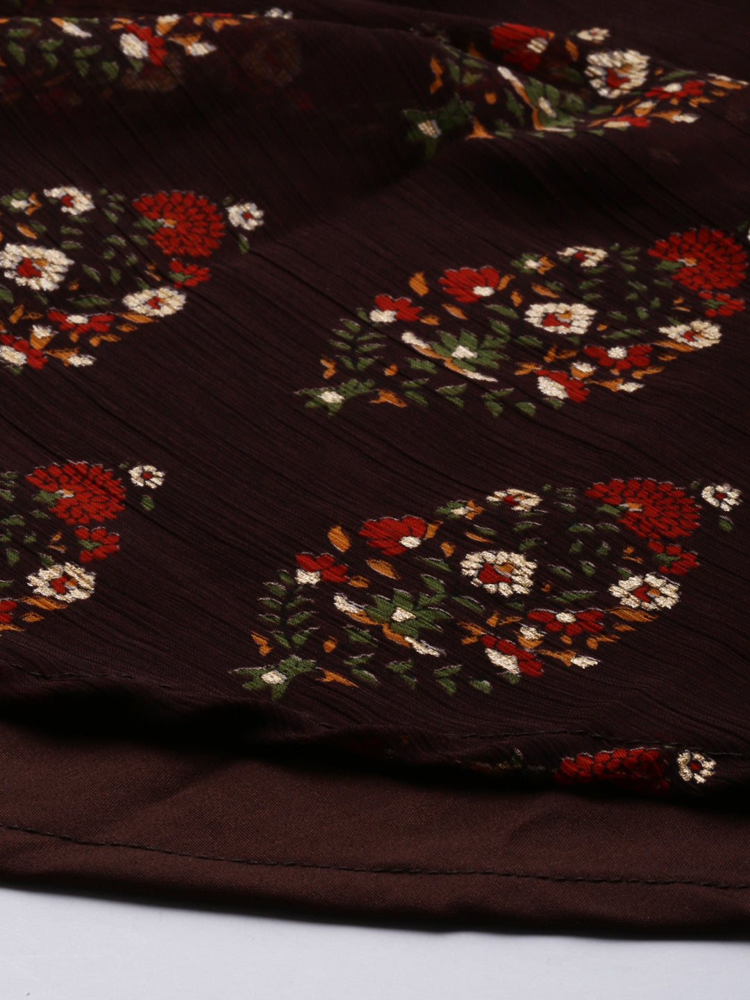 Dress – Brown & Red Floral Printed Chiffon | Souchii