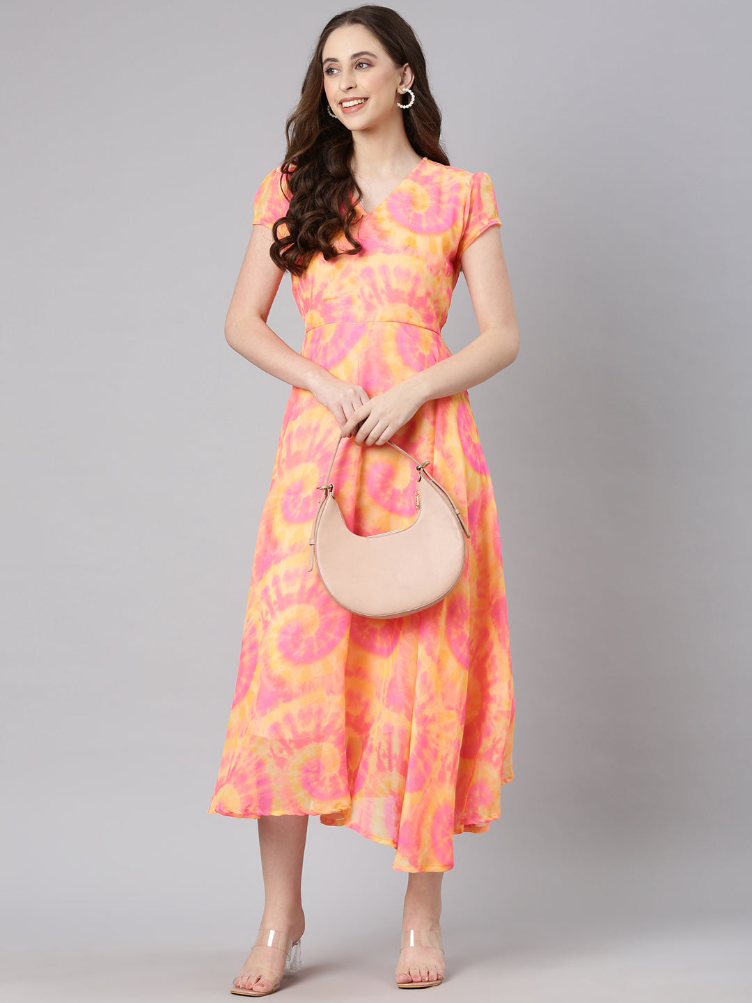 Fit & Flare Dress – Pink & Yellow Tie-Dye | Souchii