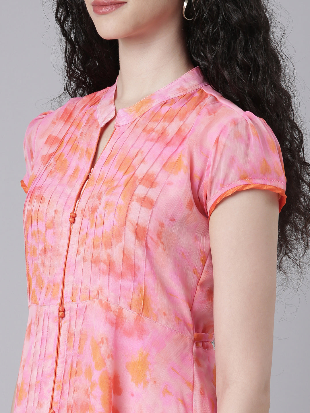 Ethnic Dress – Bright Pink Abstract Print Princess Line A-line | Souchii