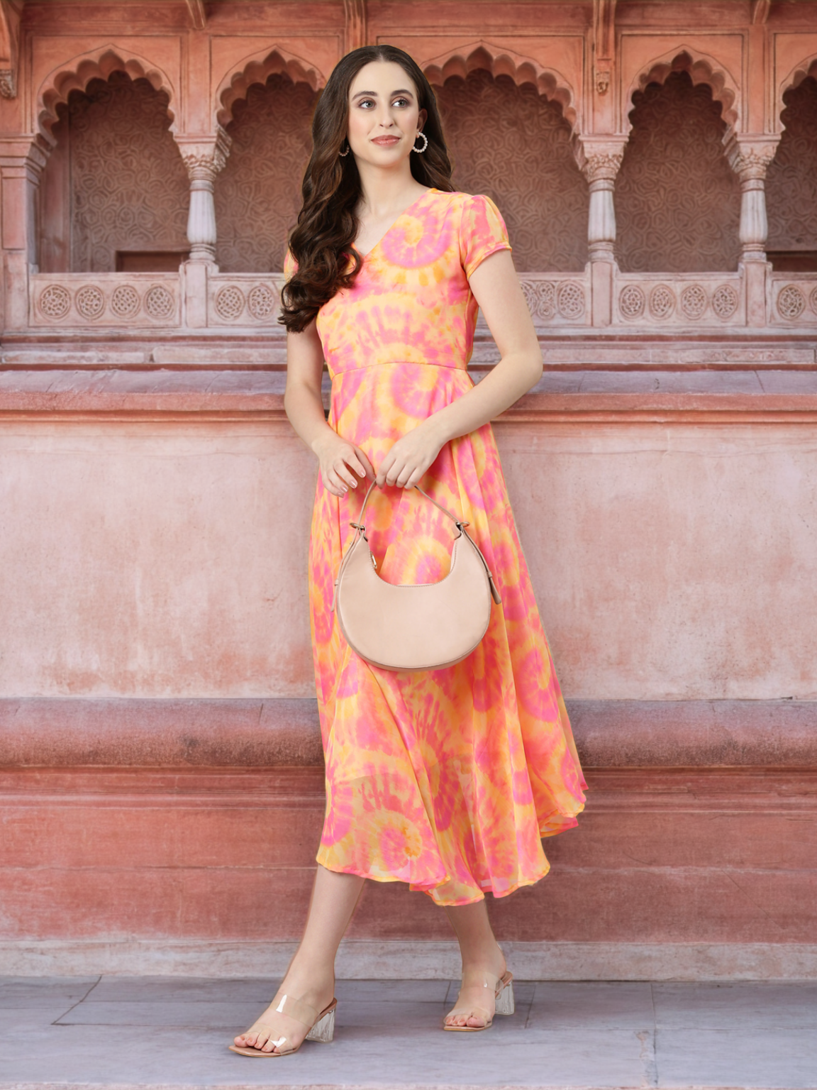 Fit & Flare Dress – Pink & Yellow Tie-Dye | Souchii