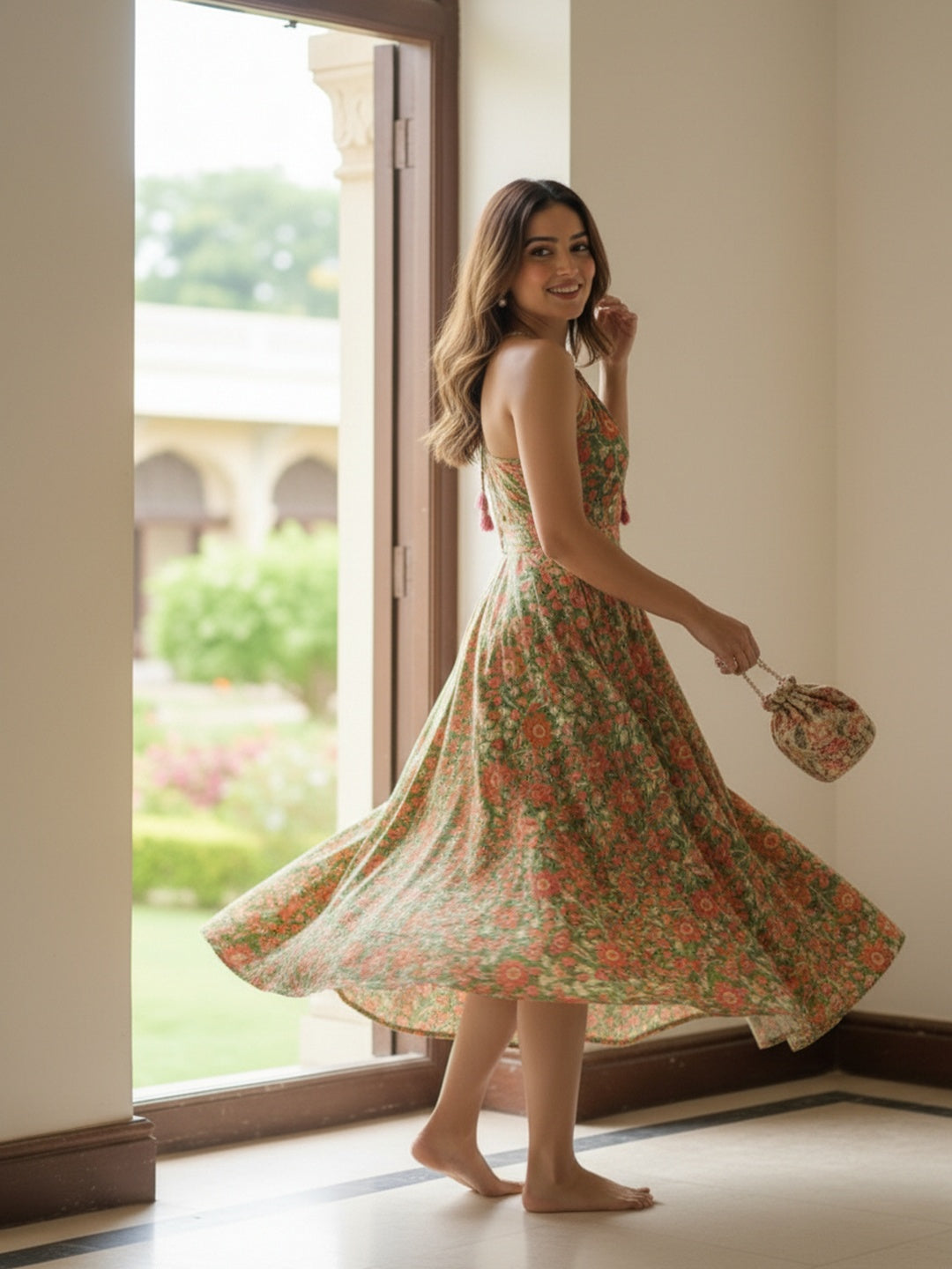 Souchii Meadow Bloom Halter Midi Dress