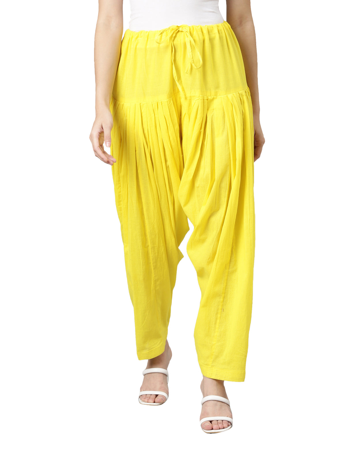Yellow Cotton Loose-Fit Patiala Pants | Souchii