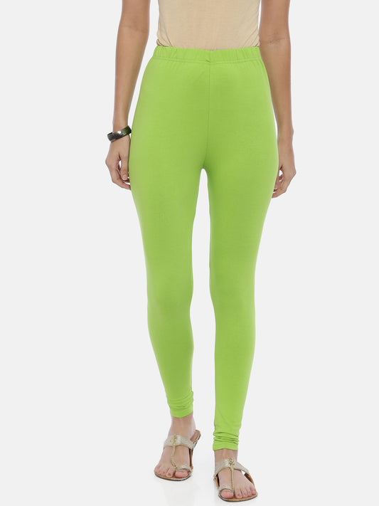 Lime Green Solid Ankle-Length Leggings for Women