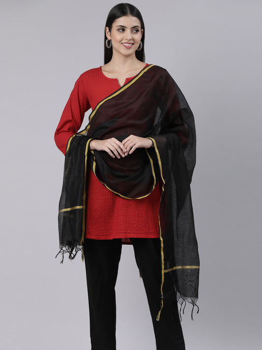 Black Raw Silk Duppatta | Souchii