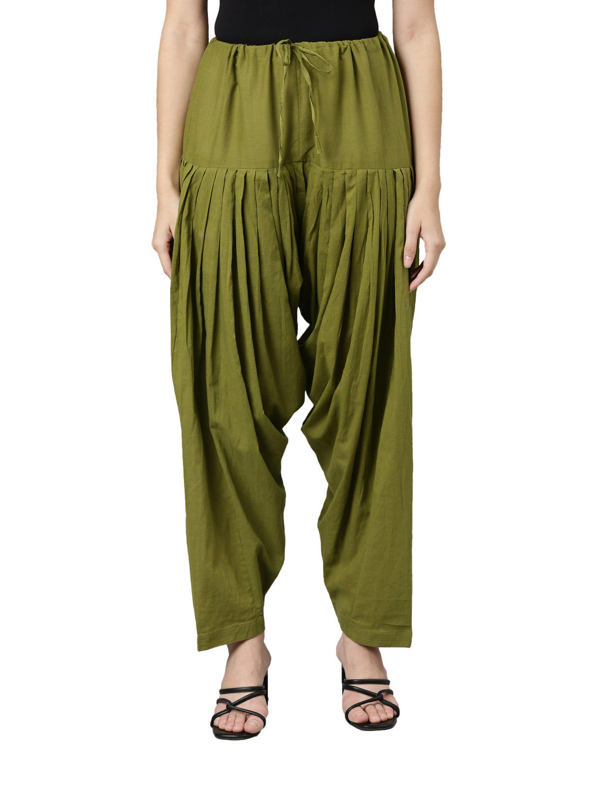 Olive Green Cotton Patiala Pants | Souchii