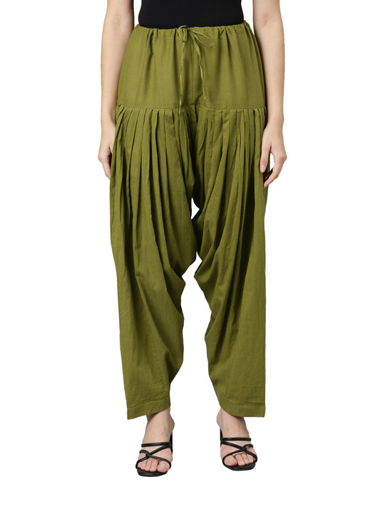 Olive Green Cotton Patiala Pants | Souchii