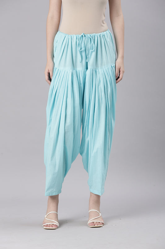Blue Cotton High-Rise Patiala Pants | Souchii
