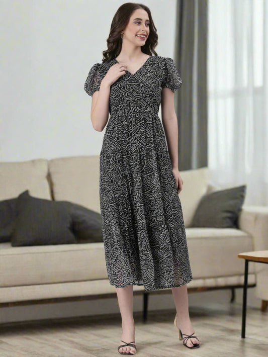 Black Patterned Dress | Souchii