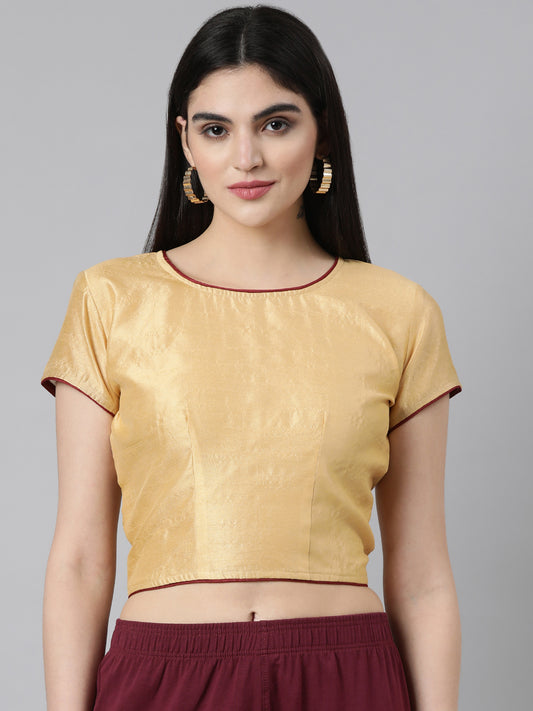 Beige Dupion Silk Knot Blouse | Souchii