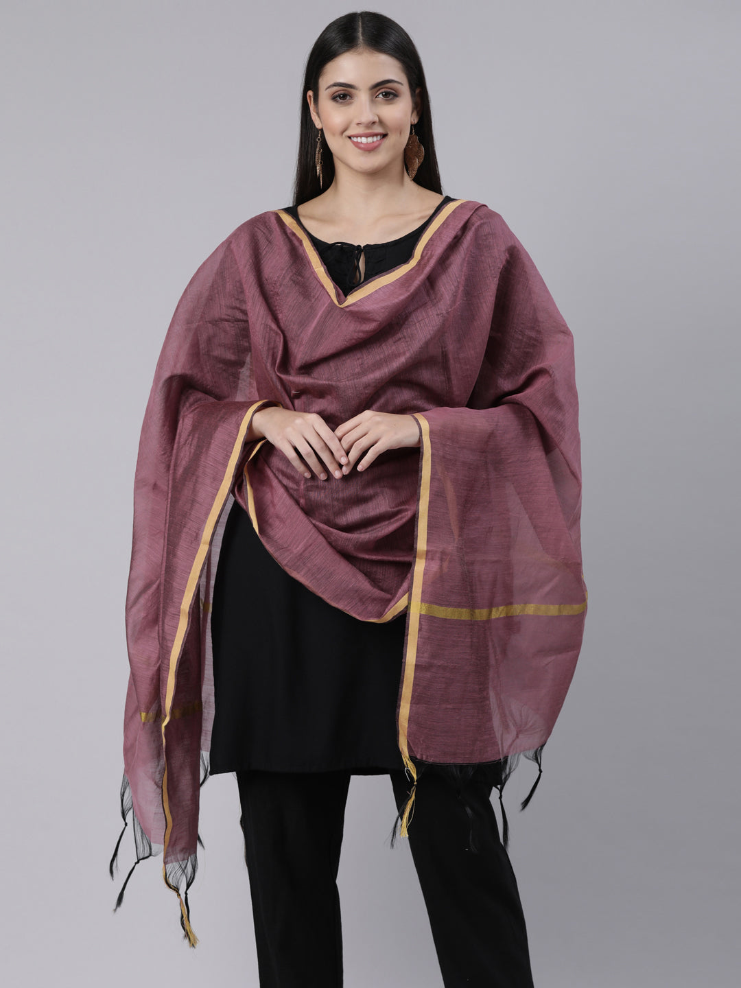 Mauve Silk Blend Dupatta | Souchii