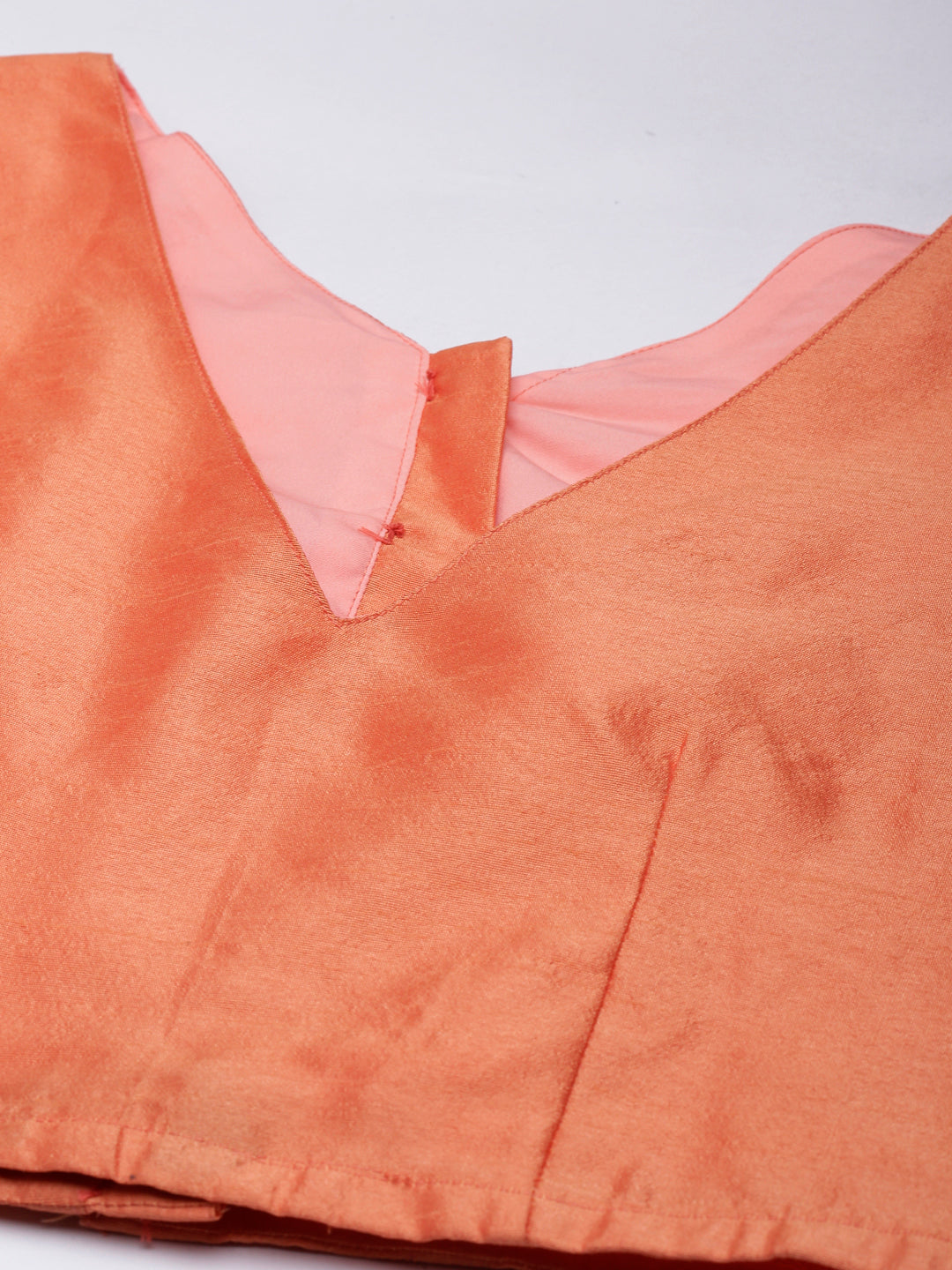 Peach Dupion Silk Knot V-Neck Blouse | Souchii
