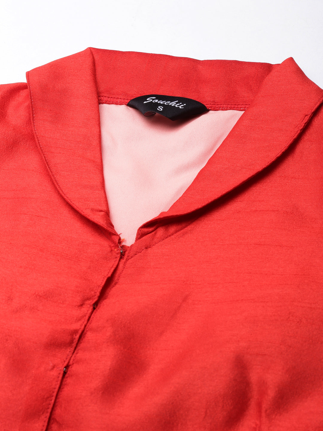 Red Dupion Silk V-Neck Sleeveless Blouse | Souchii