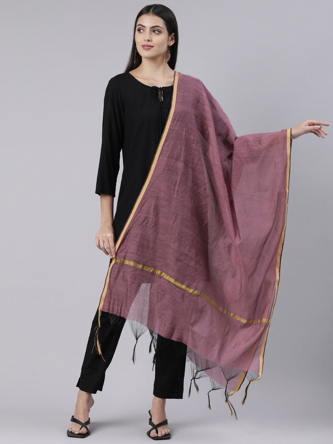 Mauve Silk Blend Dupatta | Souchii