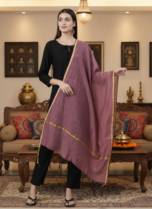 Mauve Silk Blend Dupatta | Souchii