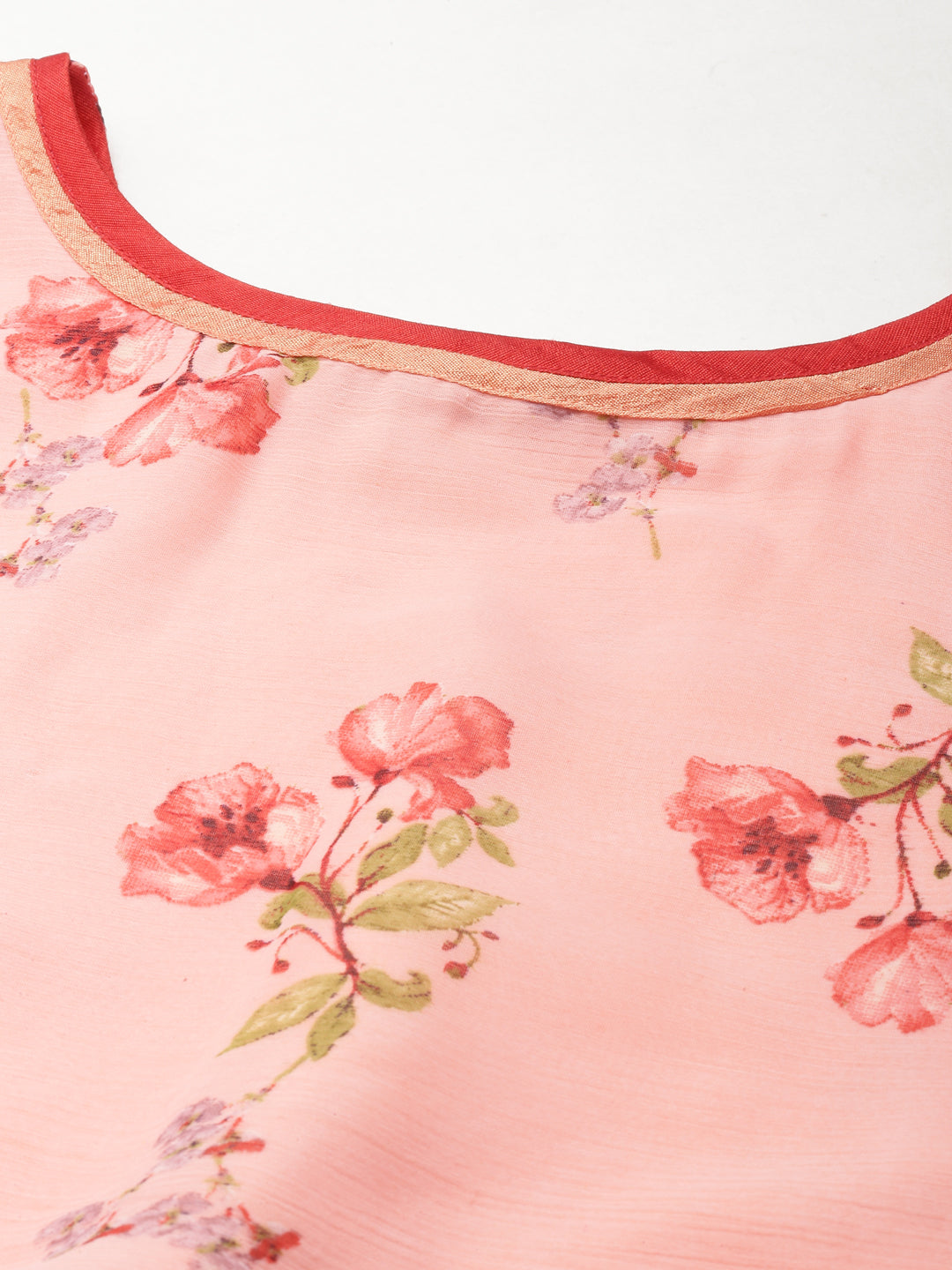 Rose Floral Printed A-Line Midi Dress with Belt | Souchii