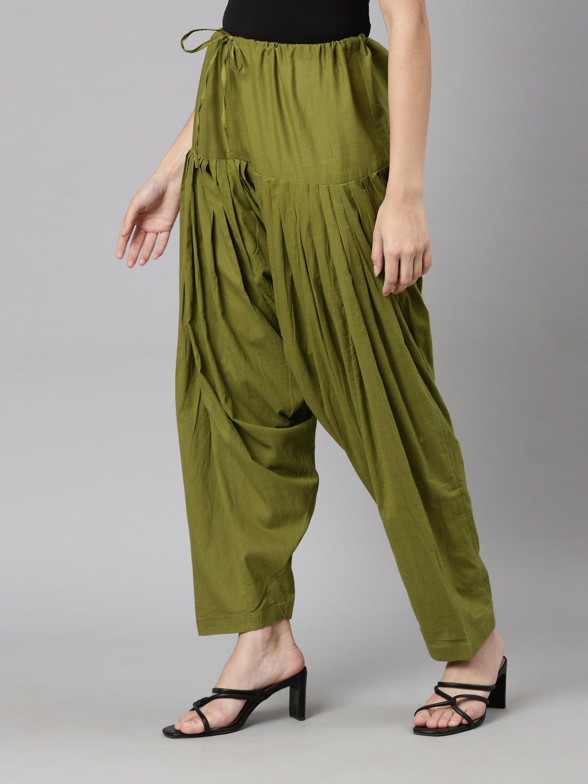 Olive Green Cotton Patiala Pants | Souchii
