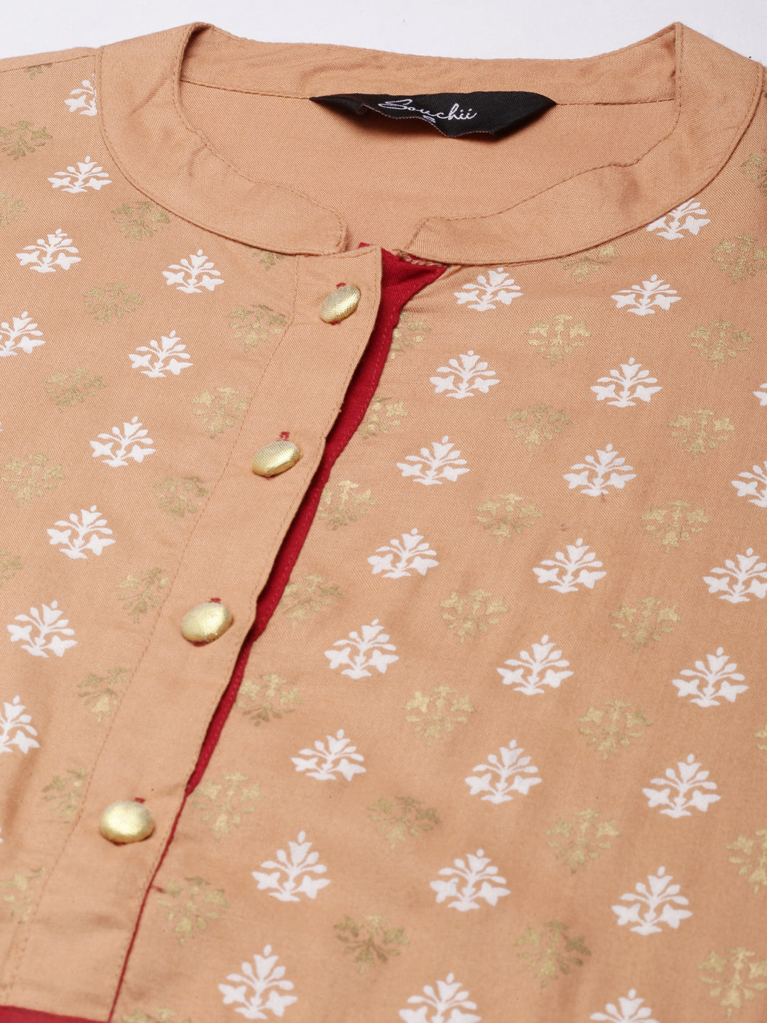 Souchii Women’s Elegant Rayon Kurta – Beige Ethnic Kurta with Zari Detailing