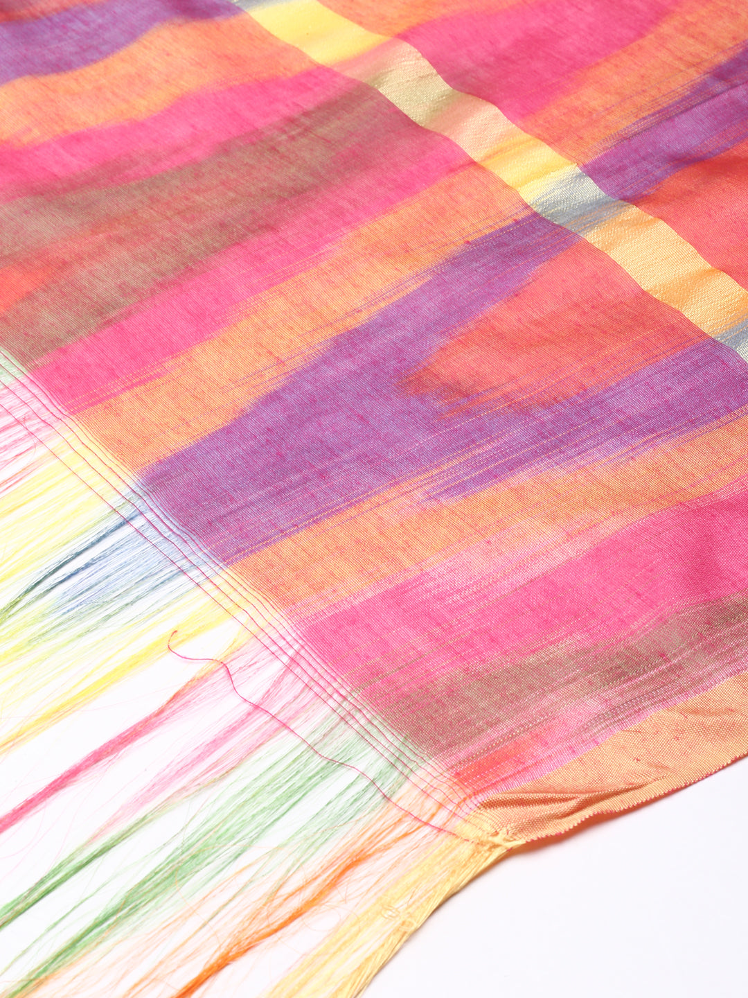 Pink Ikkat Print Raw Silk Duppatta | Souchii