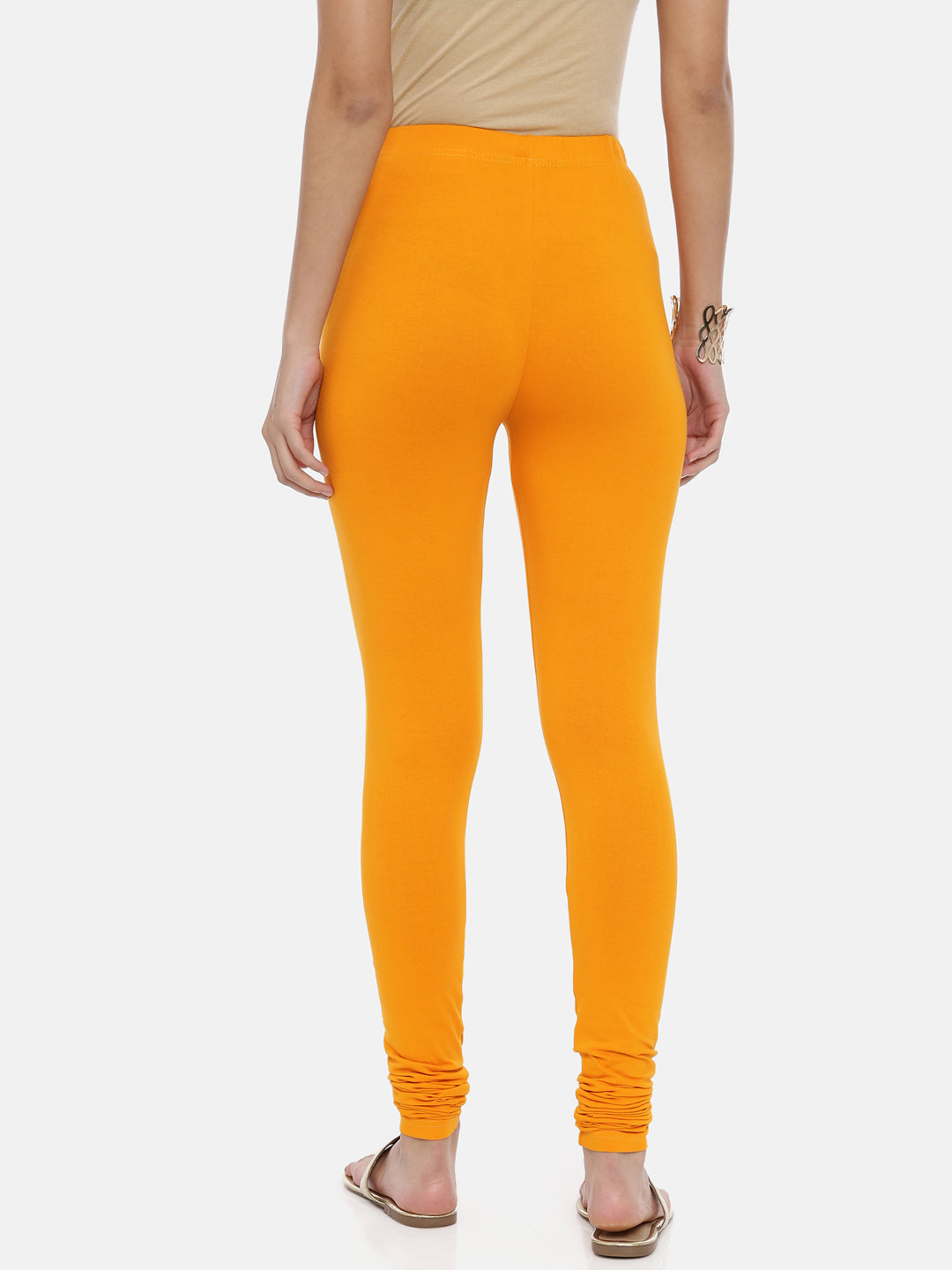 Mustard Yellow Cotton Viscose Churidar Leggings for Women | Souchii