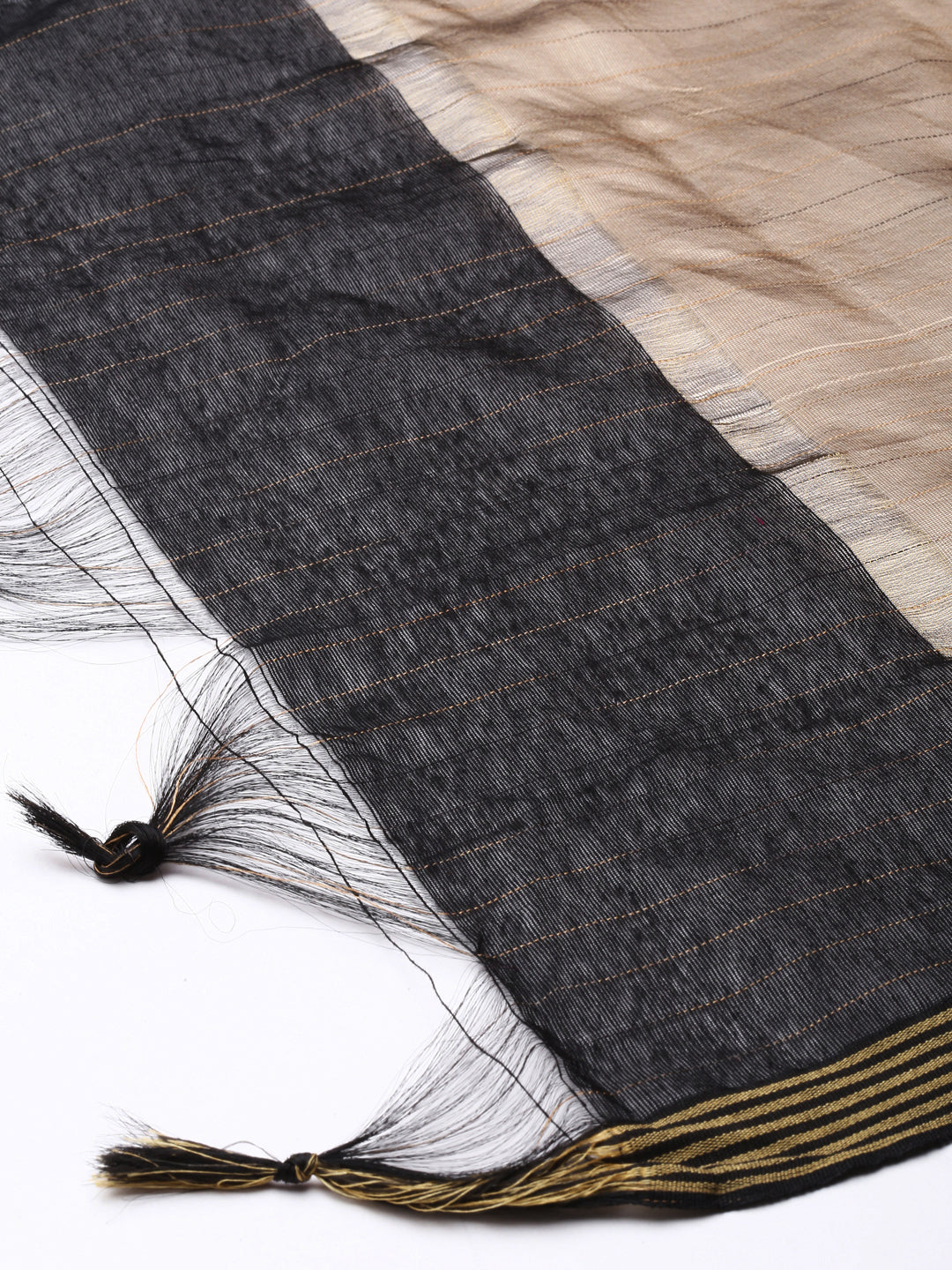Grey and Black Silk Blend Duppatta | Souchii