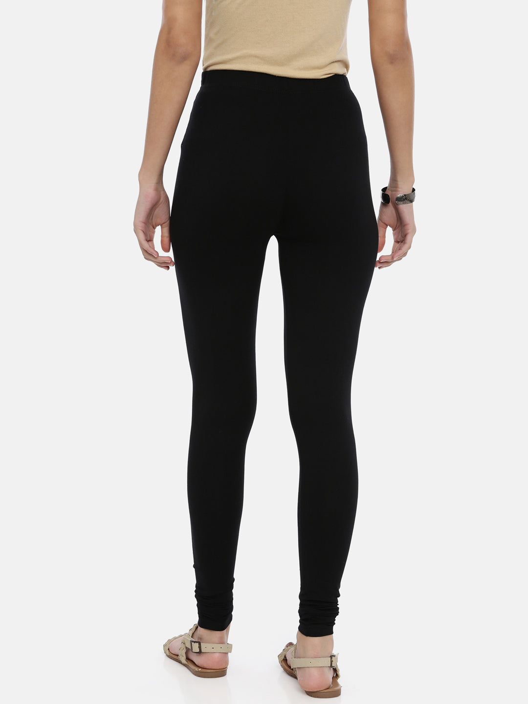 Black Cotton Viscose Churidar Leggings for Women | Souchii