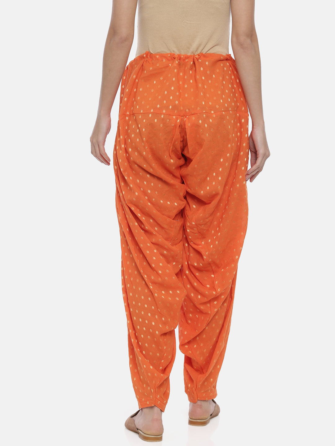 Orange Woven Design Cotton Patiala | Souchii