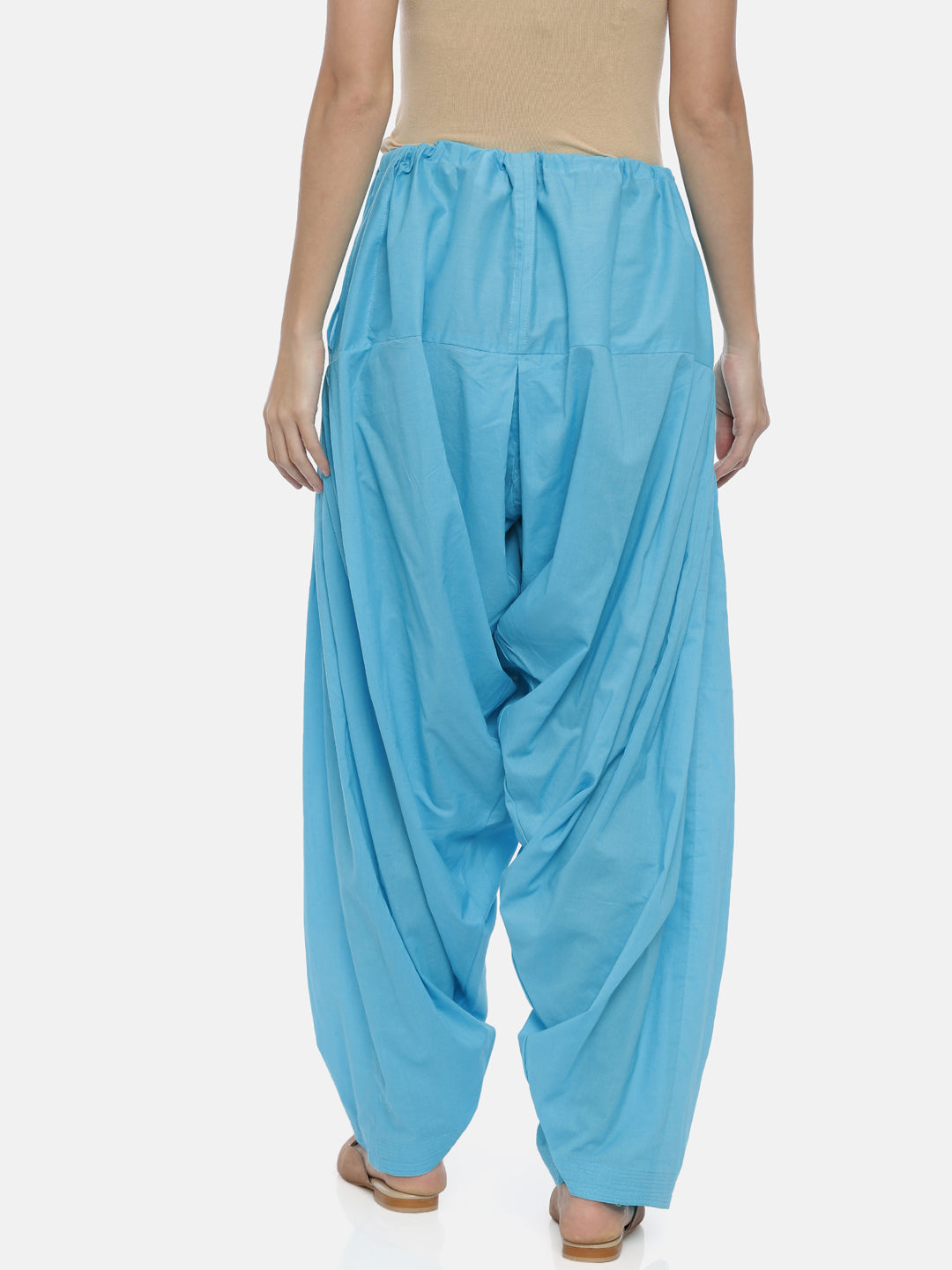 Blue Cotton High-Rise Patiala Pants