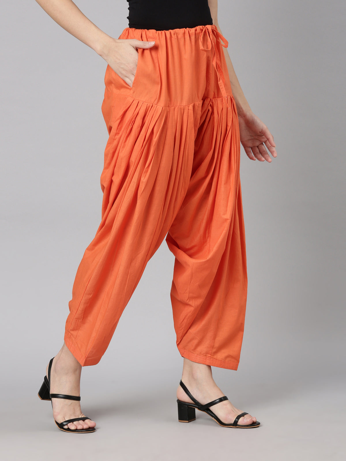 Red Cotton Loose-Fit Patiala Pants | Souchii