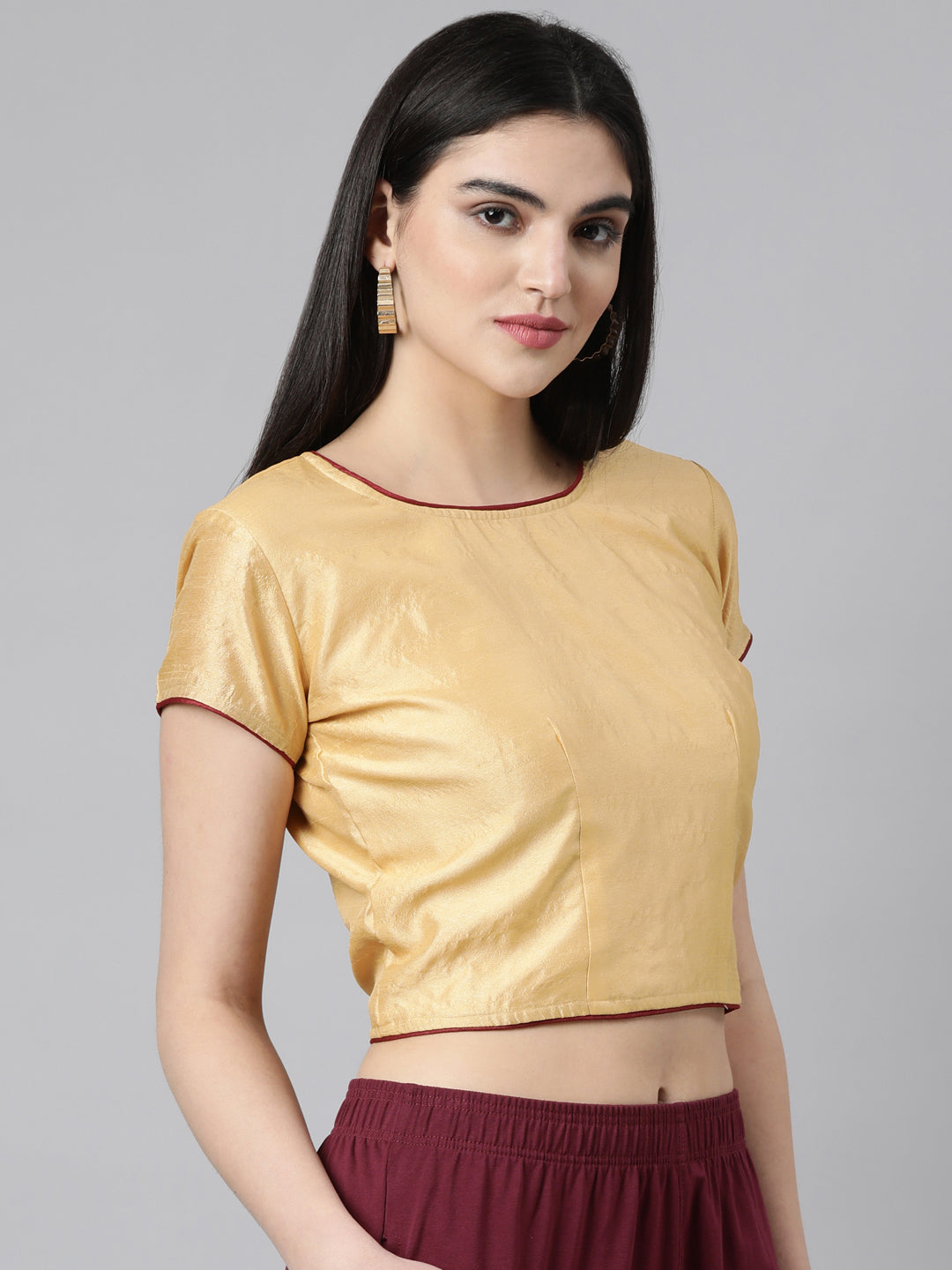 Beige Dupion Silk Knot Blouse | Souchii