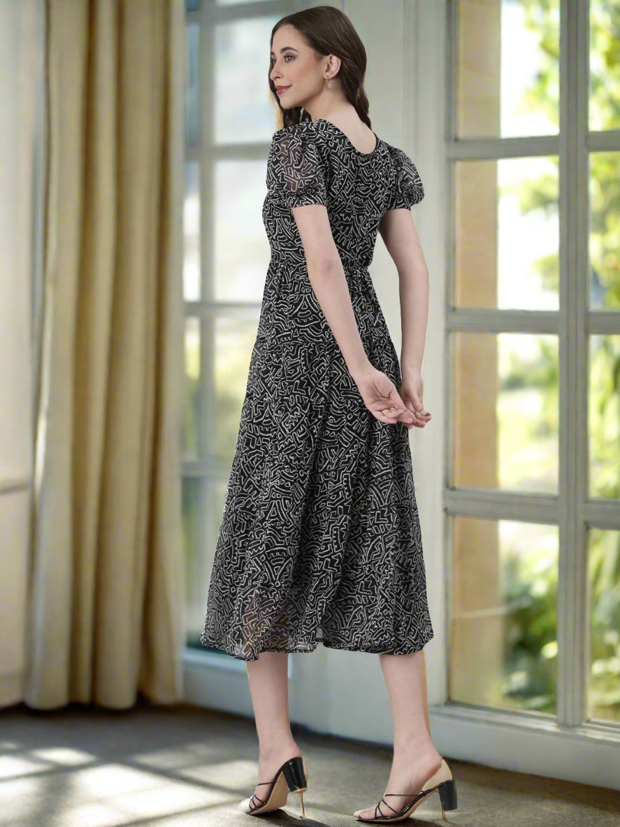 Black Patterned Dress | Souchii