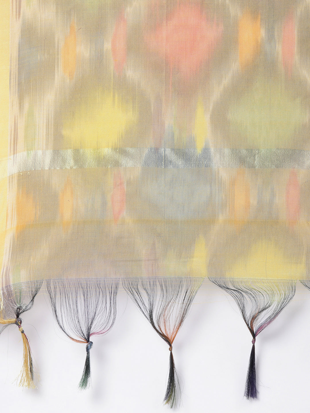 Shades of Yellow Ikkat Print Raw Silk Duppatta | Souchii